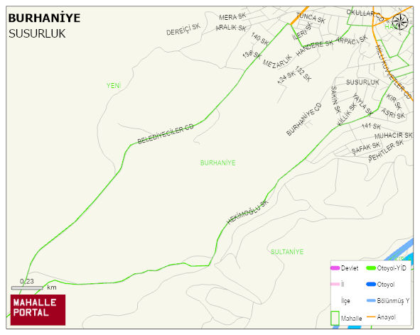 BURHANİYE Mahallesi Haritası | Detaylı Köy ve Mahalle Görünümü