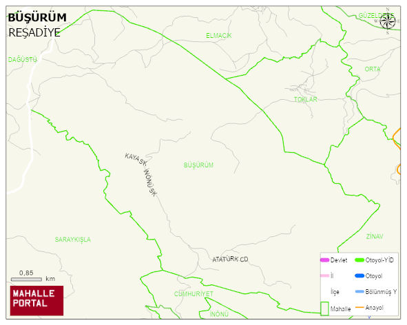 BÜŞÜRÜM Köyü Haritası | Dağlar, Ovalar ve Akarsu Bilgileri
