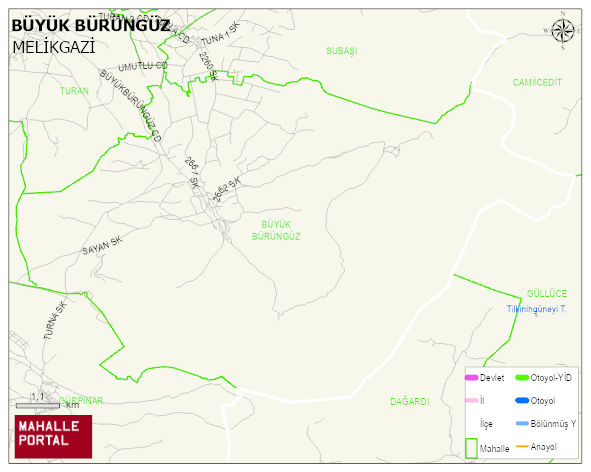 BÜYÜK BÜRÜNGÜZ Mahallesi Haritası | Mahalle ve Köy Sınırı