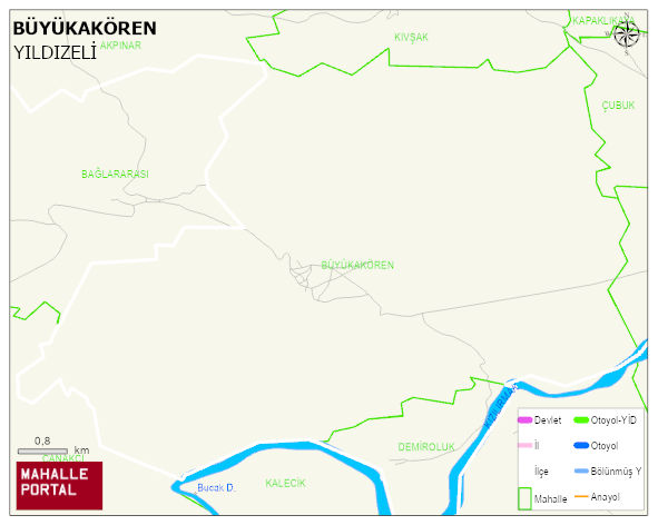 BÜYÜKAKÖREN Köyü Haritası | Coğrafi Yapı ve Detaylı Haritası