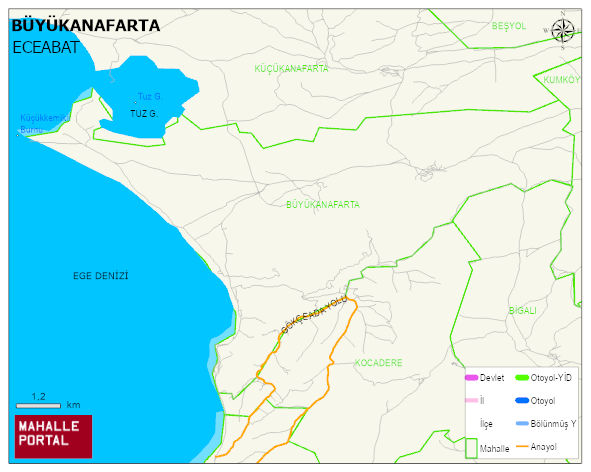 BÜYÜKANAFARTA Köyü Haritası | Yükselti ve Doğa Özellikleri
