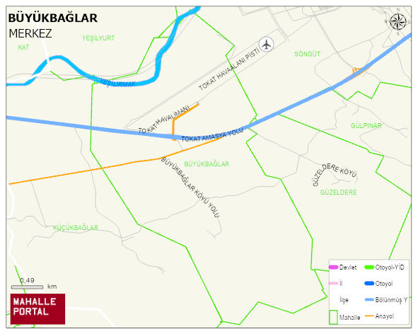 BÜYÜKBAĞLAR Köyü Haritası | Dağlar, Ovalar ve Akarsu Bilgileri