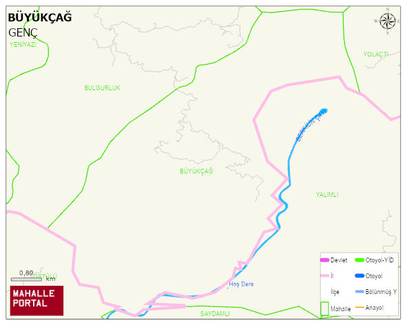 BÜYÜKÇAĞ Köyü Haritası | Dağlar, Ovalar ve Akarsu Bilgileri