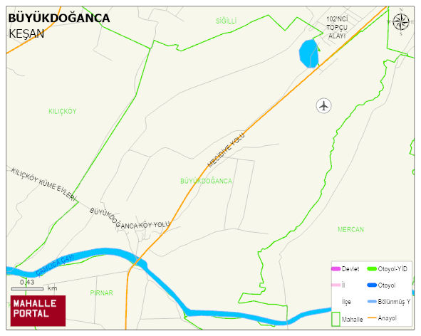 BÜYÜKDOĞANCA Köyü Haritası | Yükselti ve Doğa Özellikleri