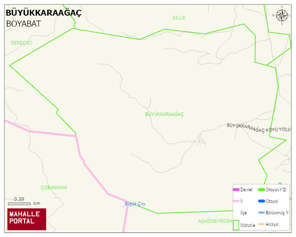 BÜYÜKKARAAĞAÇ Köyü Haritası | Mahalle ve Köy Sınırı