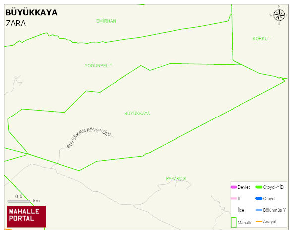 BÜYÜKKAYA Köyü Haritası | Dağlar, Ovalar ve Akarsu Bilgileri