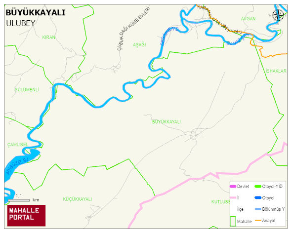 BÜYÜKKAYALI Köyü Haritası | Sayısal Bölge Görünümü