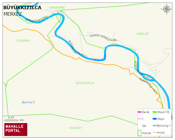 BÜYÜKKIZILCA Köyü Haritası | Dağlar, Ovalar ve Akarsu Bilgileri