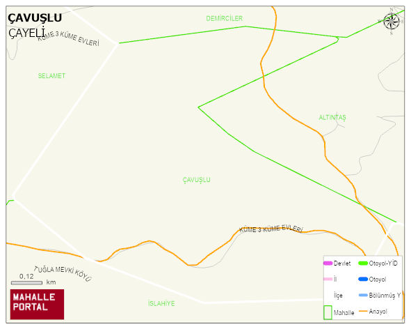 BÜYÜKKÖY BELDESİ ÇAVUŞLU Mahallesi Haritası | Mahalle ve Köy Sınırı