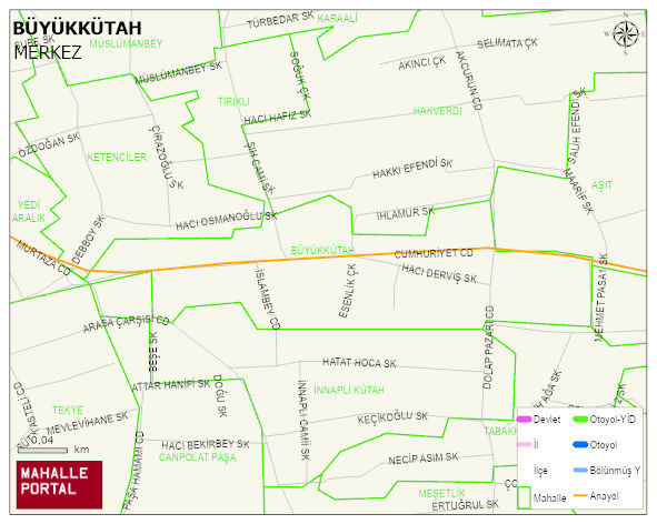 BÜYÜKKÜTAH Mahallesi Haritası | Sayısal Bölge Görünümü