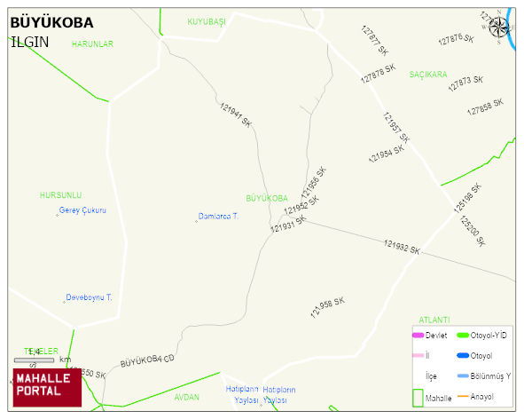 BÜYÜKOBA Mahallesi Haritası | Dağlar, Ovalar ve Akarsu Bilgileri