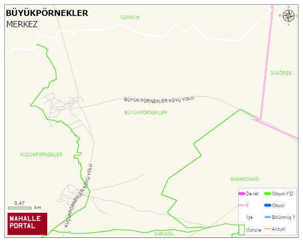 BÜYÜKPÖRNEKLER Köyü Haritası | Güncel Mahalle ve Köy Haritası