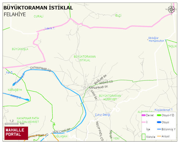 BÜYÜKTORAMAN İSTİKLAL Mahallesi Haritası | Dağlar, Ovalar ve Akarsu Bilgileri