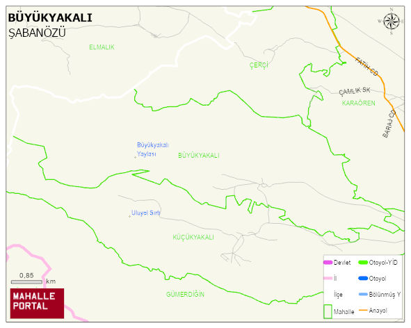 BÜYÜKYAKALI Köyü Haritası | Dağlar, Ovalar ve Akarsu Bilgileri