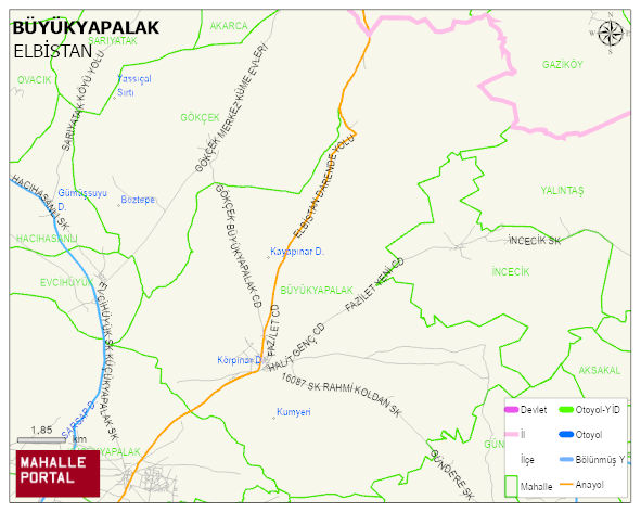 BÜYÜKYAPALAK Mahallesi Haritası | Sayısal Bölge Görünümü