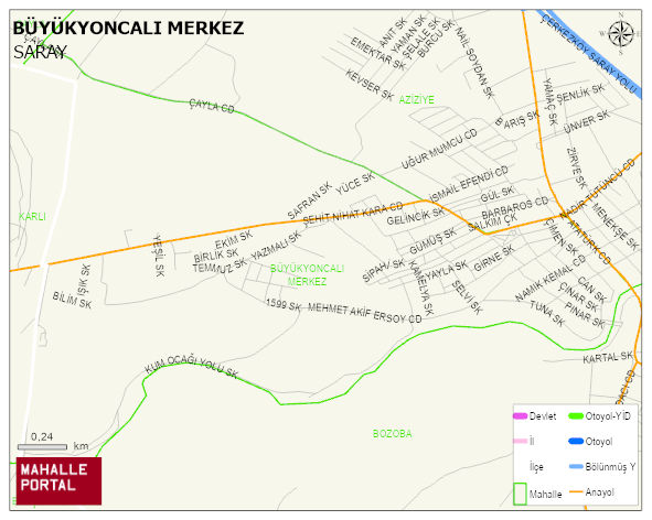 BÜYÜKYONCALI MERKEZ Mahallesi Haritası | Yükselti ve Doğa Özellikleri