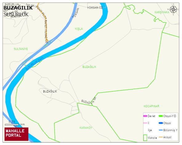 BUZAĞILIK Mahallesi Haritası | Yükselti ve Doğa Özellikleri