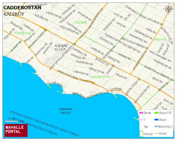 CADDEBOSTAN Mahallesi Haritası | Coğrafi Yapı ve Detaylı Haritası