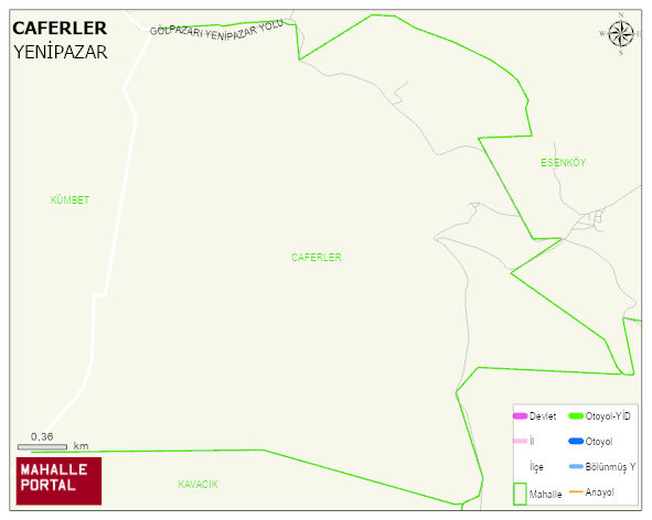CAFERLER Köyü Haritası | Dağlar, Ovalar ve Akarsu Bilgileri