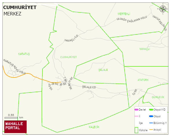 ÇAĞLAYAN BELDESİ CUMHURİYET Mahallesi Haritası | Mahalle ve Köy Sınırı