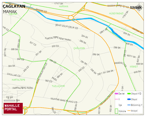 ÇAĞLAYAN Mahallesi Haritası | Sayısal Bölge Görünümü