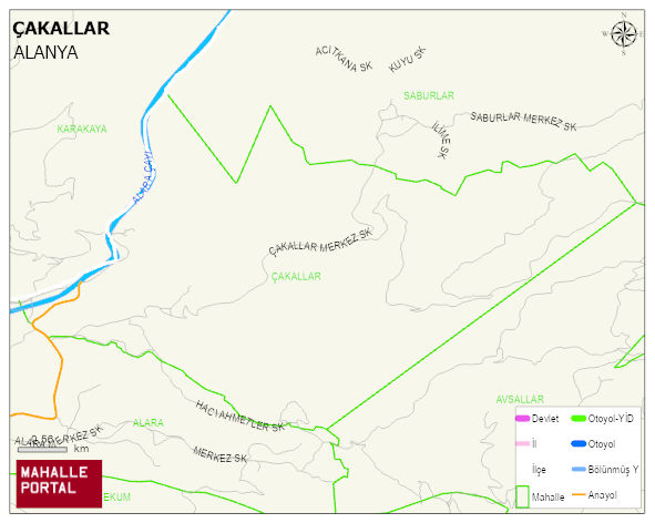 ÇAKALLAR Mahallesi Haritası | Dağlar, Ovalar ve Akarsu Bilgileri