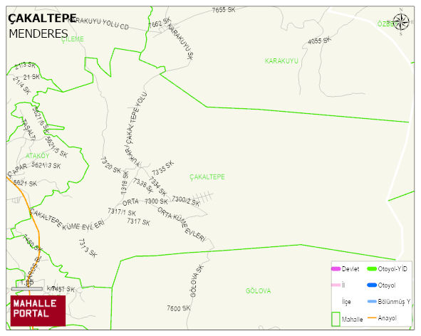 ÇAKALTEPE Mahallesi Haritası | Yükselti ve Doğa Özellikleri