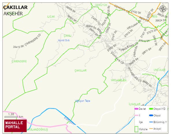 ÇAKILLAR Mahallesi Haritası | İnteraktif Köy ve Mahalle Sınırları