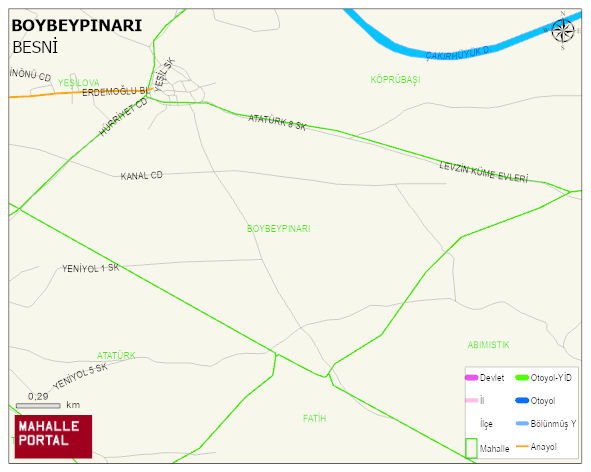 ÇAKIRHÜYÜK BELDESİ BOYBEYPINARI Mahallesi Haritası | Yükselti ve Doğa Özellikleri