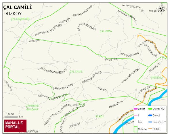 ÇAL CAMİLİ Mahallesi Haritası | Mahalle ve Köy Sınırı