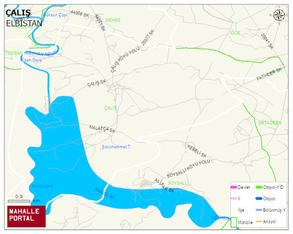 ÇALIŞ Mahallesi Haritası | Yükselti ve Doğa Özellikleri