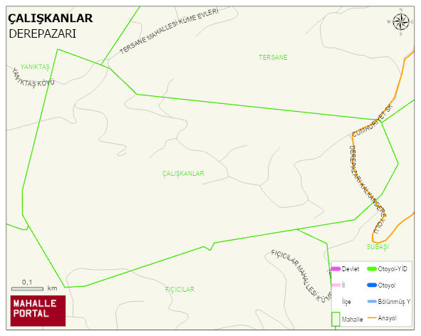 ÇALIŞKANLAR Mahallesi Haritası | Yükselti ve Doğa Özellikleri