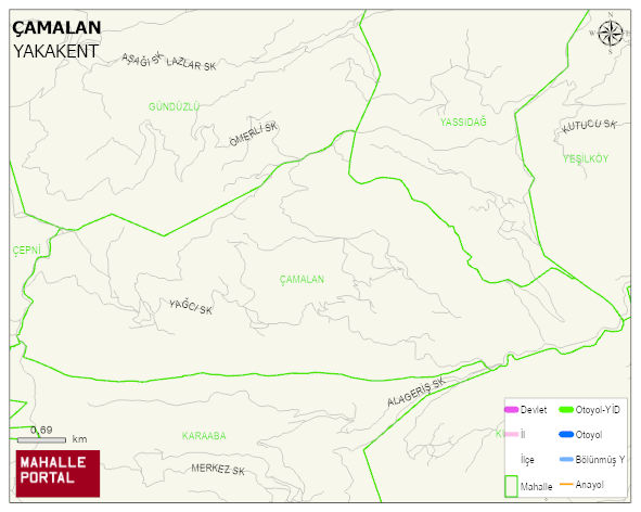 ÇAMALAN Mahallesi Haritası | Yükselti ve Doğa Özellikleri