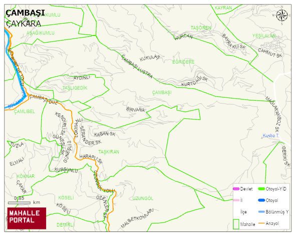 ÇAMBAŞI Mahallesi Haritası | Dağlar, Ovalar ve Akarsu Bilgileri