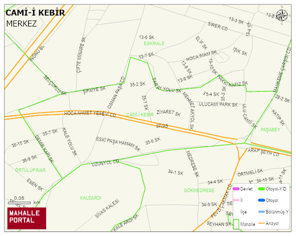 CAMİ-İ KEBİR Mahallesi Haritası | Yükselti ve Doğa Özellikleri