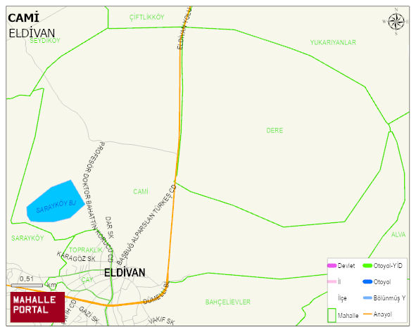 CAMİ Mahallesi Haritası | Yükselti ve Doğa Özellikleri