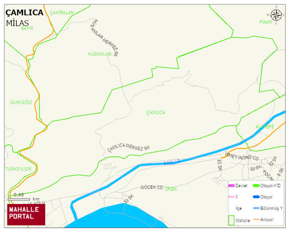 ÇAMLICA Mahallesi Haritası | Coğrafi Yapı ve Detaylı Haritası