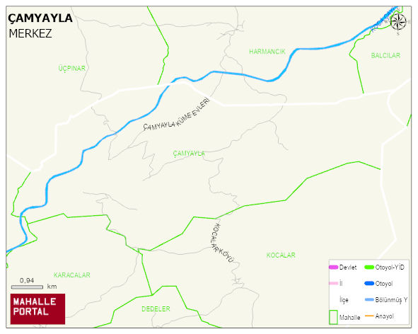 ÇAMYAYLA Köyü Haritası | Mahalle ve Köy Sınırı