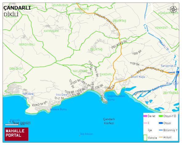ÇANDARLI Mahallesi Haritası | Dağlar, Ovalar ve Akarsu Bilgileri