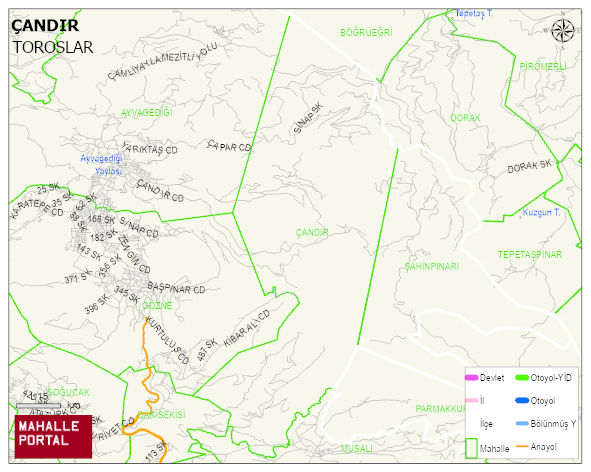 ÇANDIR Mahallesi Haritası | Dağlar, Ovalar ve Akarsu Bilgileri