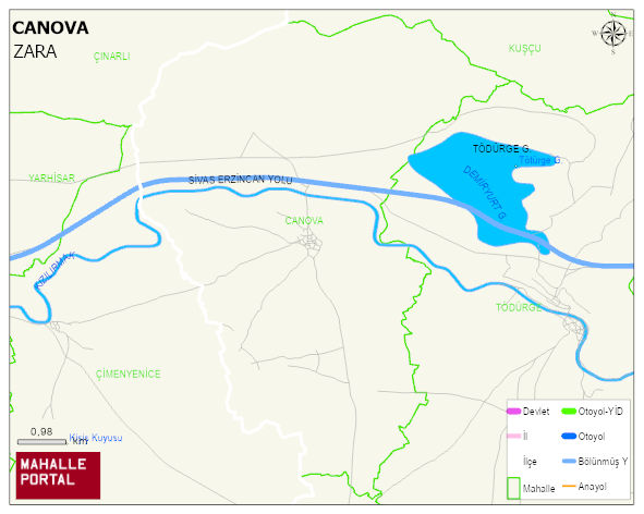 CANOVA Köyü Haritası | Sayısal Bölge Görünümü