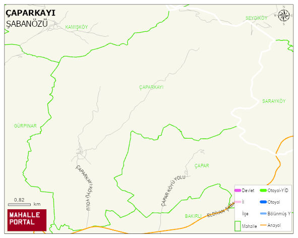 ÇAPARKAYI Köyü Haritası | Coğrafi Yapı ve Detaylı Haritası