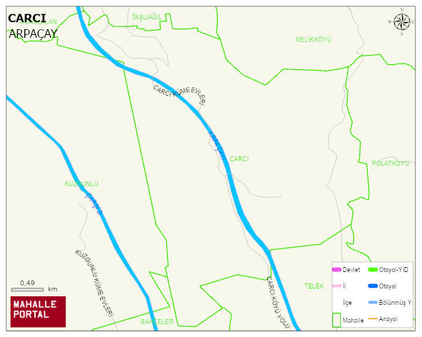 CARCI Köyü Haritası | Dağlar, Ovalar ve Akarsu Bilgileri