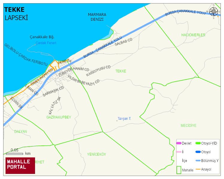 ÇARDAK BELDESİ TEKKE Mahallesi Haritası | İnteraktif Köy ve Mahalle Sınırları