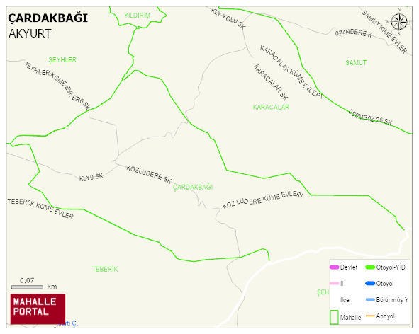 ÇARDAKBAĞI Mahallesi Haritası | Detaylı Köy ve Mahalle Görünümü
