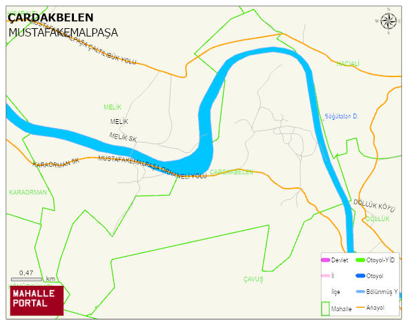 ÇARDAKBELEN Mahallesi Haritası | Coğrafi Yapı ve Detaylı Haritası