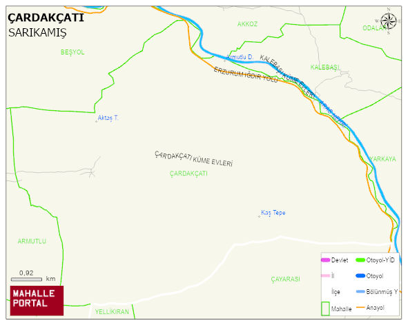 ÇARDAKÇATI Köyü Haritası | Yükselti ve Doğa Özellikleri