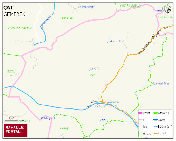 ÇAT Köyü Haritası | Yükselti ve Doğa Özellikleri