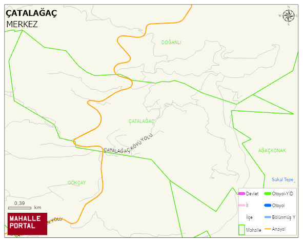 ÇATALAĞAÇ Köyü Haritası | Mahalle ve Köy Sınırı