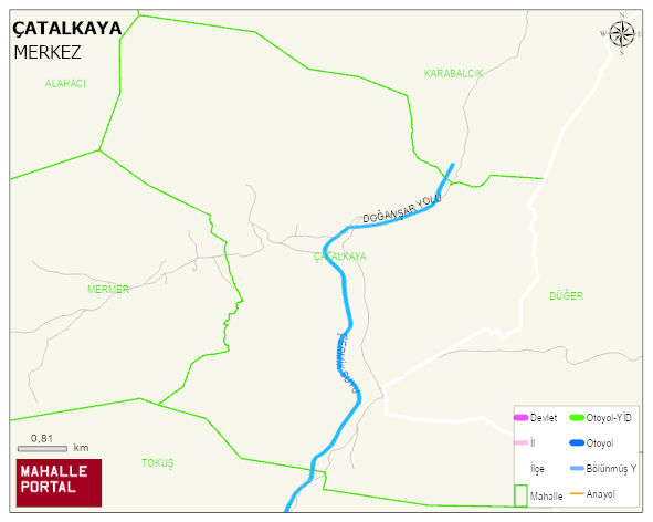 ÇATALKAYA Köyü Haritası | Yükselti ve Doğa Özellikleri